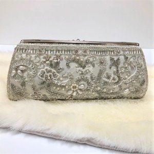 Pearl & Crystal Beaded Wedding Clutch  by Moyna